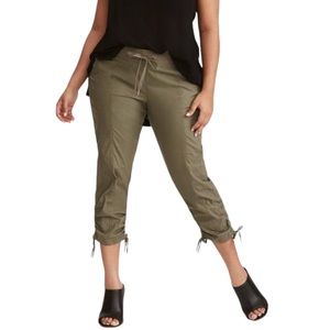 Torrid Olive Green Pants Cinched Adjustable Ties at Hem